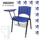 Ver imagem 2 de Cadeira Universitária Plástica Azul com Porta Livros 10 Unidades Prancheta Plástica - Ultra Móveis