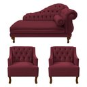 Ver imagem 1 de Recamier Larissa 150 cm e 2 Poltronas Genesis Suede Vermelho Bordo