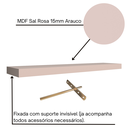 Ver imagem 5 de Prateleira Reta Decorativa 180x20 Mdf com Suporte Invisível Plancasa:sal Rosa