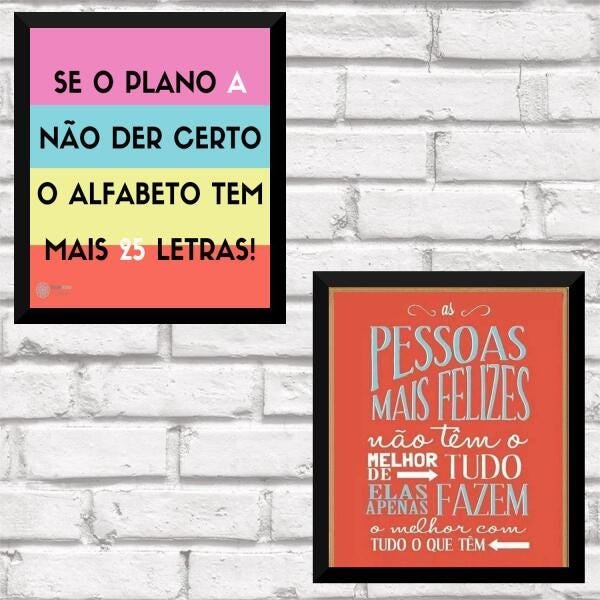 Quadros Decorativos Frase Motivacional 25X30Cm Com Vidro Sa8 - 2