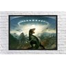 Quadro Decorativo Dinossauro Disco Voador Com Moldura G02 - 4
