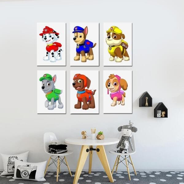 Kit 6 Quadros Decorativos Desenho Infatil Patrulha Canina - 4