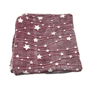 COBERTA MANTA BRILHA NO ESCURO 2,00X1,80 - ESTRELA PONTINHO VERMELHA