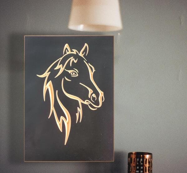 Quadro Cavalo Animal Pet- Entalhado Madeira - Moderno - 3