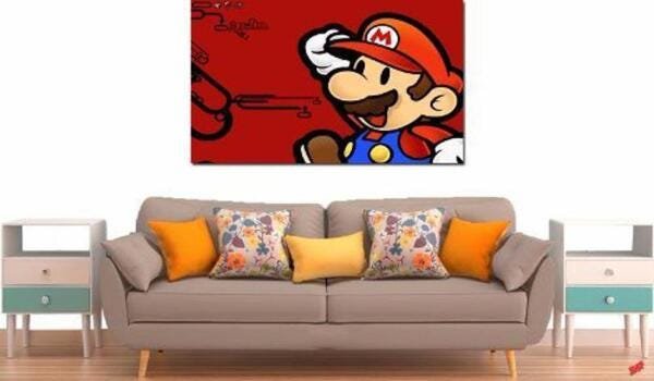 Quadro Decorativo Jogo Super Mario Fundo Vermelho 1 Peça - 2
