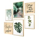 Ver imagem 1 de Kit 6 Quadros Decorativos Temáticos para Cozinha com Moldura Caixa Folhagens Verdes Frases