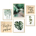 Ver imagem 5 de Kit 6 Quadros Decorativos Temáticos para Cozinha com Moldura Caixa Folhagens Verdes Frases