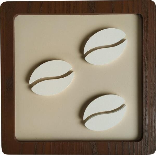 Kit 2 Quadros De Cozinha 21Cm Torradas E Grãos Branco E Bege - 2
