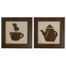 Kit 2 Quadros Decorativos Xícara Bule Marrom Em Relevo - 1
