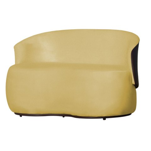Poltrona Namoradeira Sofá Orgânico 2 Lugares Beatriz Composê Corino Marrom - Suede Amarelo