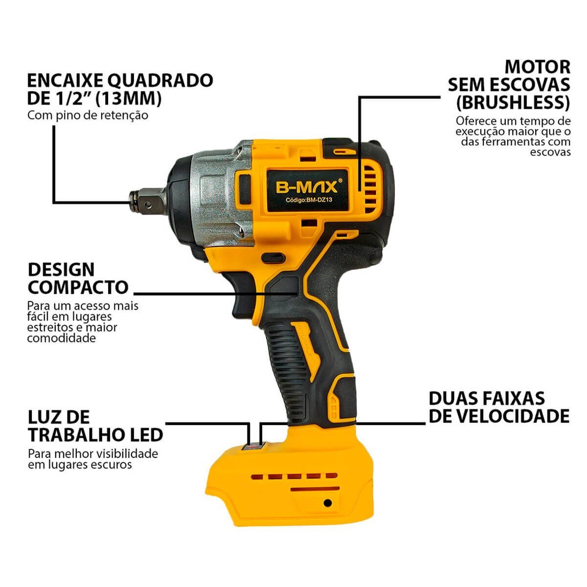 Chave Parafusadeira Furadeira de Impacto 48V Com Acessórios Maleta - 7