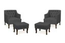 Ver imagem 1 de Kit 2 Poltrona Elizabeth + 2 Puff Retro para Sala de Estar Clássica Confortável e Reforçada Suede