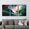 Quadro Mar Ondas Coqueiros Jogo 3 Peças com Moldura 136x64 - 2