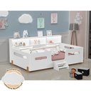 Ver imagem 3 de Cama Infantil Montessoriana Mary com Escada Led e Nicho Branco/mel + Acompanha Luminária Nuvem