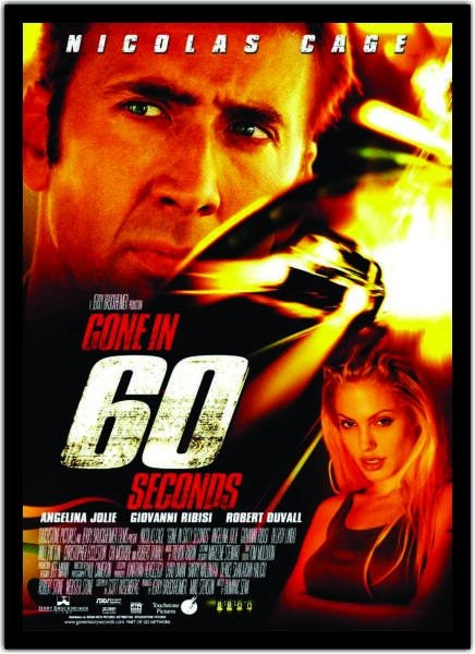 Quadro Decorativo Filmes Cinema 60 Segundos Com Moldura - 1