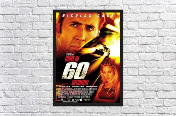 Quadro Decorativo Filmes Cinema 60 Segundos Com Moldura - 3