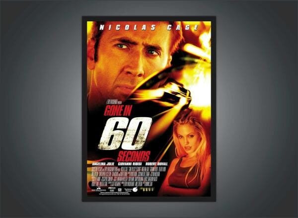 Quadro Decorativo Filmes Cinema 60 Segundos Com Moldura - 4