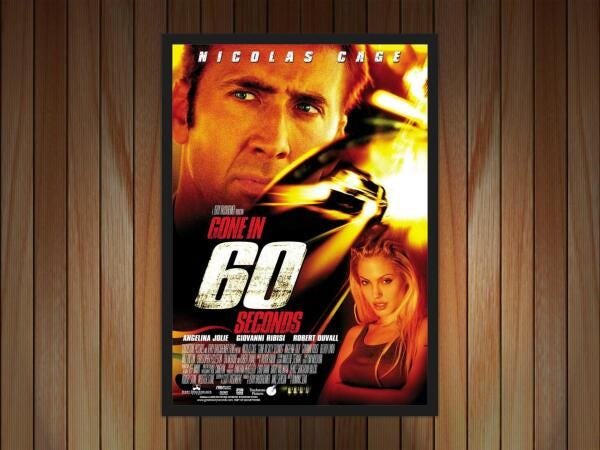 Quadro Decorativo Filmes Cinema 60 Segundos Com Moldura - 2