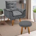 Ver imagem 2 de Kit Poltrona Opala Talita Cadeira Decorativa + Puff Redondo Pés Palito Mercado Dos Móveis:cinza