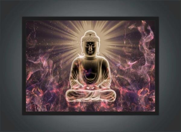 Quadro Decorativo Budismo Buda Chácras Com Moldura G10 - 2