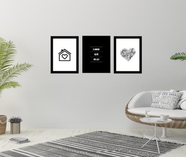 Quadros Decorativos - O Amor Está No Lar - Kit 3 Unidades - 1