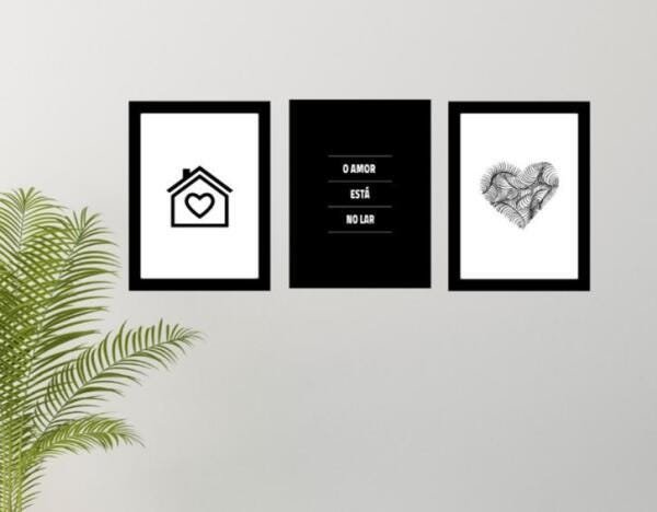 Quadros Decorativos - O Amor Está No Lar - Kit 3 Unidades - 2