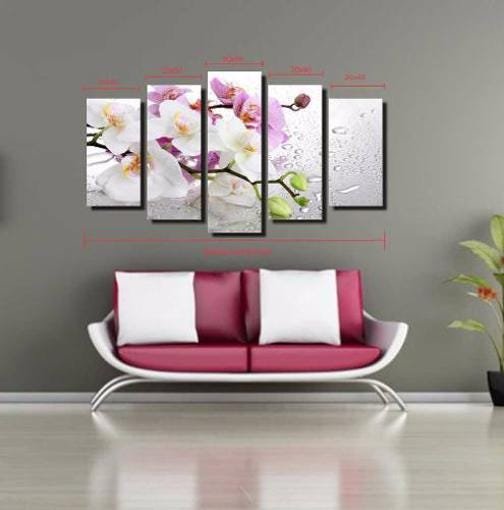 Quadro Decorativo Galho De Orquídea 5 Peças Para Sala - 2