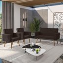 Ver imagem 2 de Kit Sófa 2 Lugares e 2 Poltronas para Sala de Estar Recepção Marrom