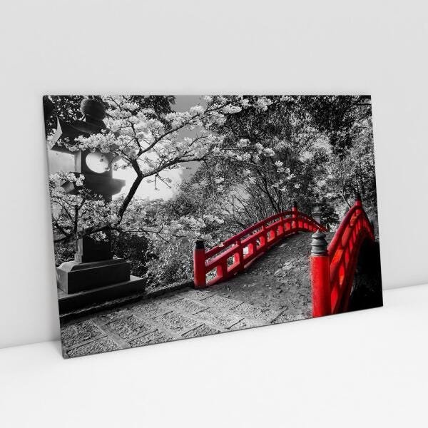 Quadro Paisagem Jardim Oriental Ponte Japão Decorativo Sala - 1