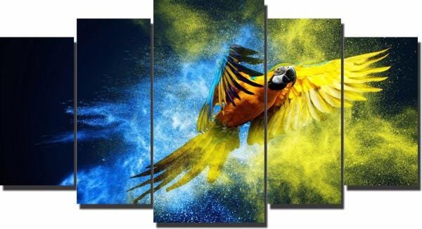Quadro Decorativo 5 Peças Arara - 1