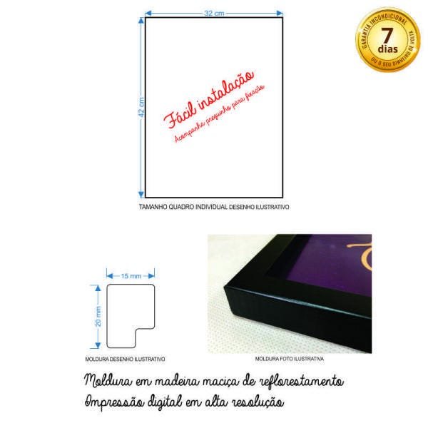 Kit 3 Quadro Decorativo 32 X 42 Cm Geométrico 3 - 3