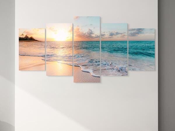 Quadro Decorativo 129X63 Sala Quarto Praia Pôr Do Sol - 3