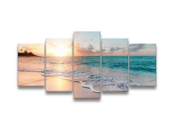 Quadro Decorativo 129X63 Sala Quarto Praia Pôr Do Sol - 1
