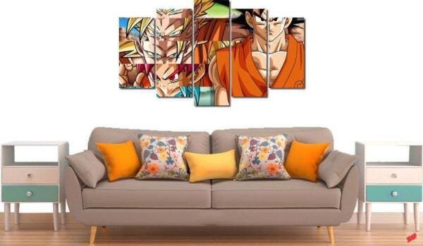 Quadro Decorativo Dragon Ball Z Goku Sayajin 5 Peças M13 - 2