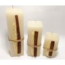 Conjunto com 3 Velas Quadradas Decorada Canela e Trigo - 3