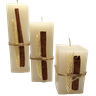 Conjunto com 3 Velas Quadradas Decorada Canela e Trigo - 1