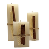 Conjunto com 3 Velas Quadradas Decorada Canela e Trigo - 2