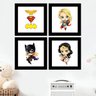 Quadros Decorativos 4 Quadros 19X19Cm Cada Heroínas Desenho - 2