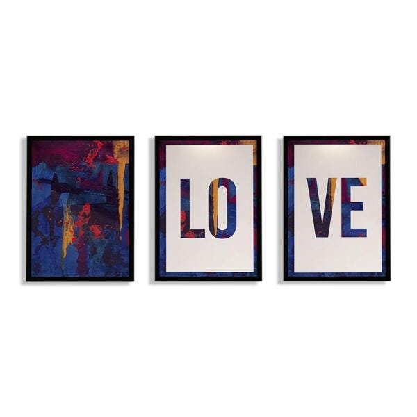 Trio Quadros Decorativos Love Amor Quarto - 2
