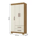 Ver imagem 3 de Guarda-Roupa Solteiro 3 Portas, 2 Gavetas e Pés Light Plus Cinamomo/Off White