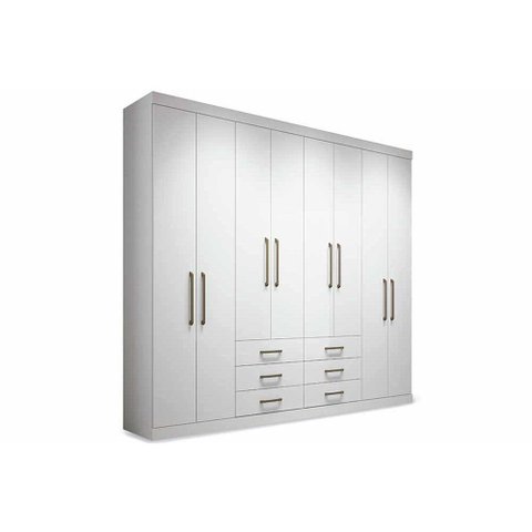 Guarda Roupa Casal 8 Portas e 6 Gavetas Master 8.6 Branco - Santos Andirá
