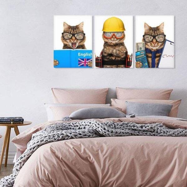Quadros Gatos Profissoes Pets decorativos 3 unidades 40x50 - 2