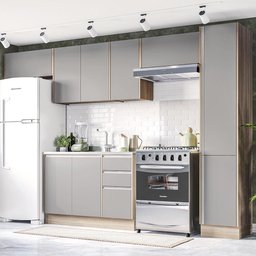 Cozinha 5Módulos 9Portas 3Gavetas Amortecimento Pistão e Dobradiças Campanele Kitchen Castanho/ - 1