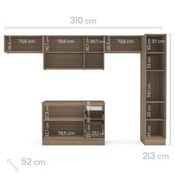 Cozinha 5Módulos 9Portas 3Gavetas Amortecimento Pistão e Dobradiças Campanele Kitchen Castanho/ - 4