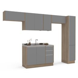 Cozinha 5Módulos 9Portas 3Gavetas Amortecimento Pistão e Dobradiças Campanele Kitchen Castanho/ - 2