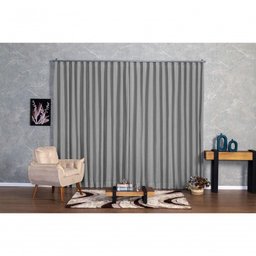 Cortina Microfibra com Linho 2,80x2,30 para Trilho Duplo Cinza - 2