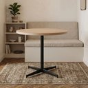 Ver imagem 1 de Mesa de Jantar Redonda Tampo Madeira Maciça 90cm com Base de Aço Casual Marrom/Preto/Pinus