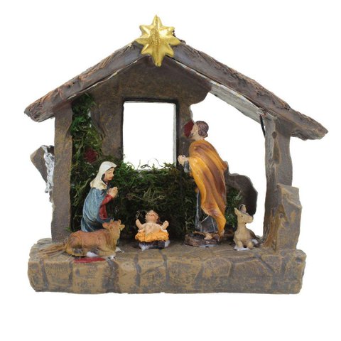 Presépio De Natal Realista Em Resina Iluminado Fita De Led 2