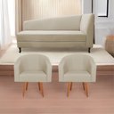 Ver imagem 1 de Kit Diva Recamier Heitor 160cm Lado Esquerdo e 02 Poltronas Luiza Suede - Doce Sonho Móveis RECAMIER