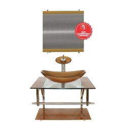 GABINETE DE VIDRO SÉRVIA 60CM IQ INOX DOURADO REAL EK - 1